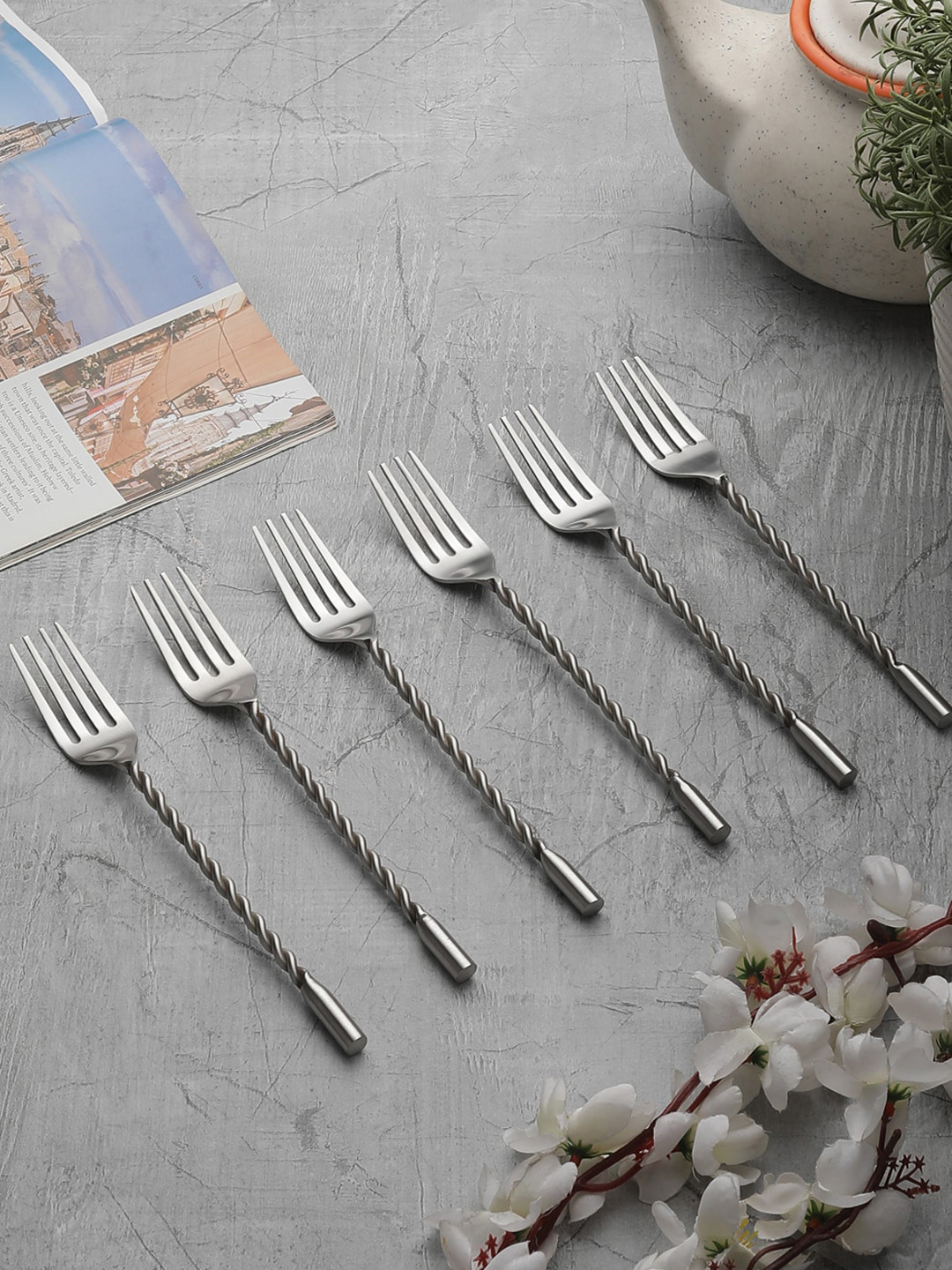 VarEesha Set of 6 Silver-Toned Forks