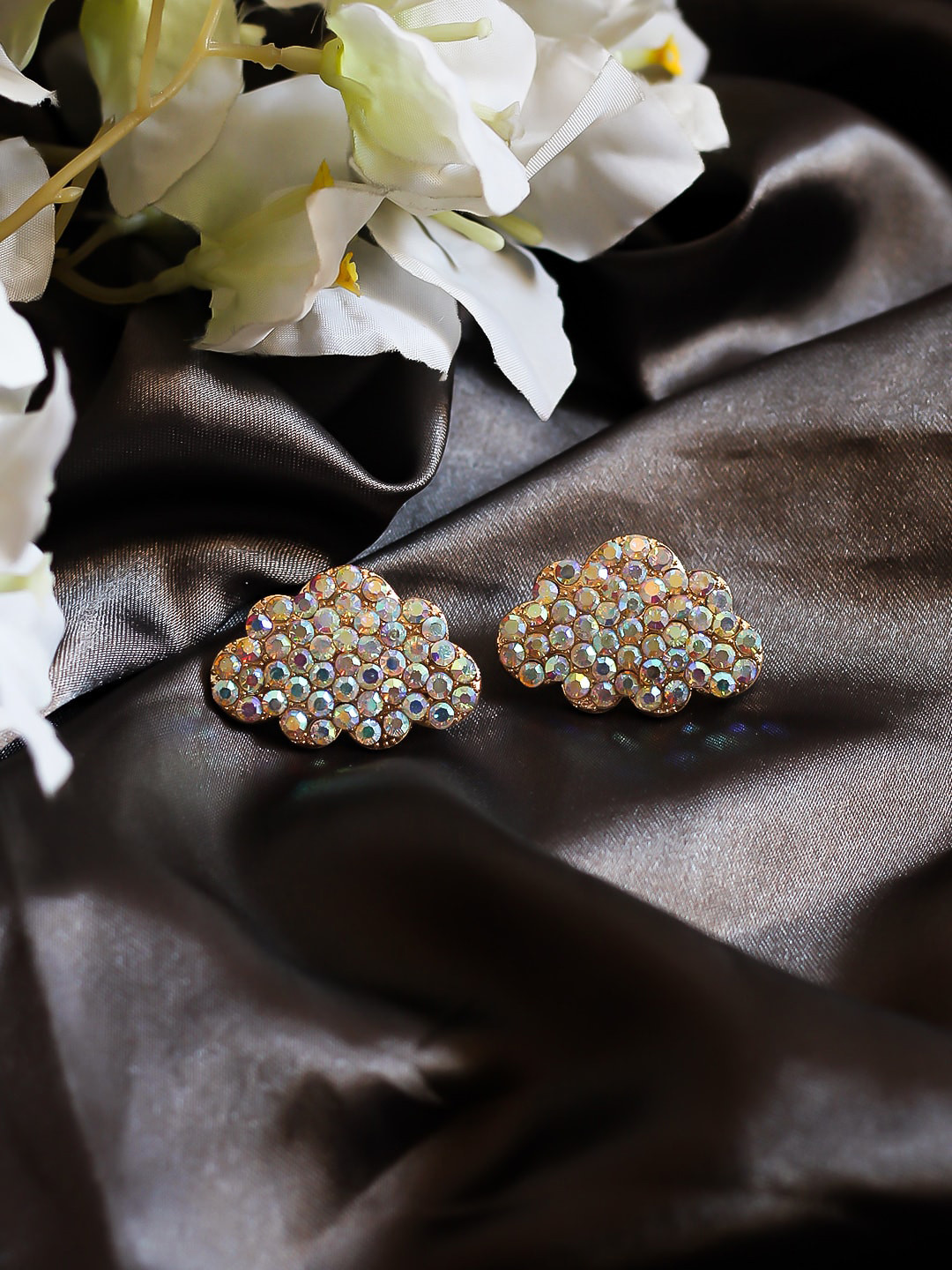 Bellofox Gold-Plated & White Contemporary Studs