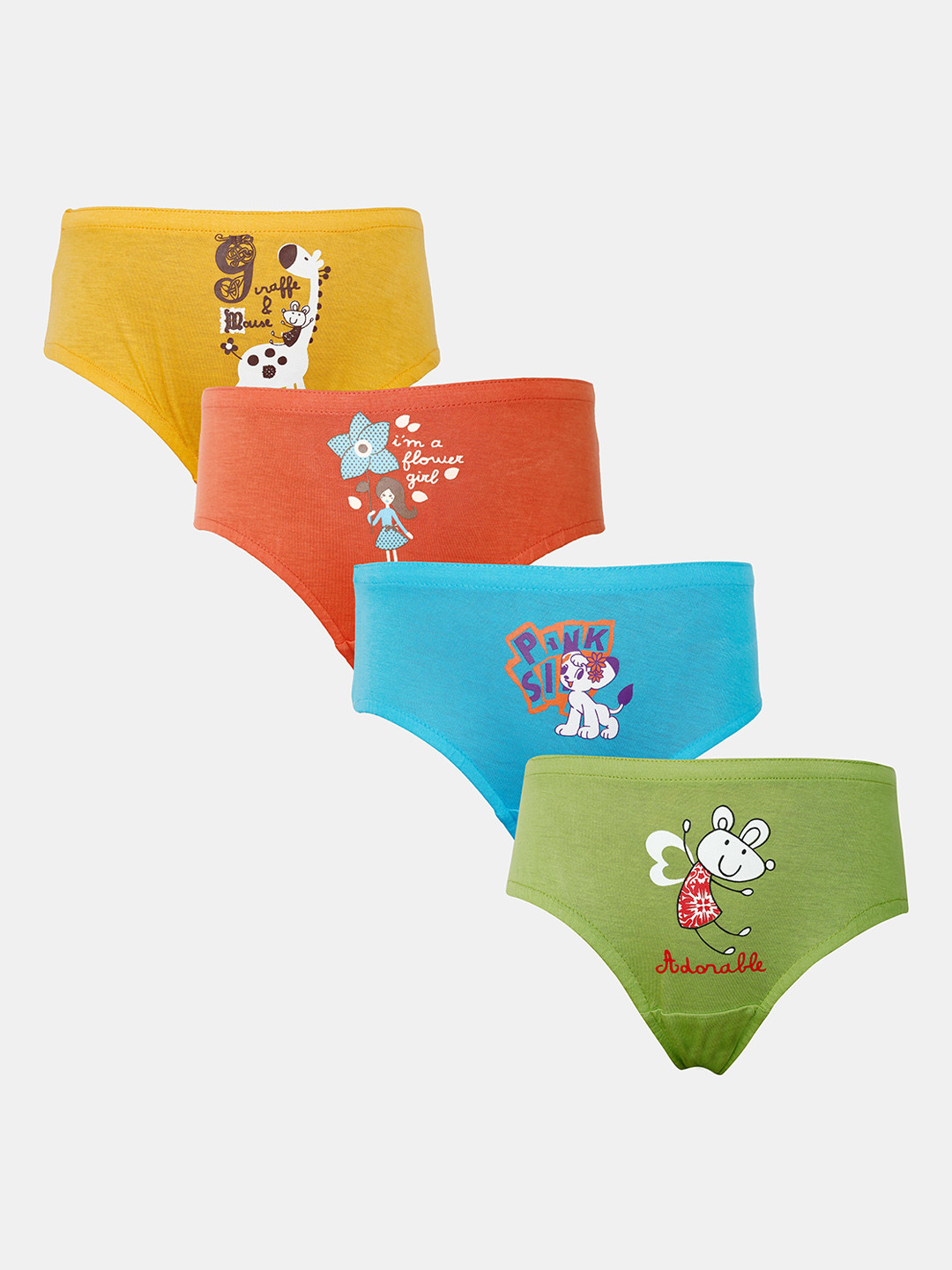 Bumchums Girls Pack Of 4 Assorted Printed Basic Briefs T106