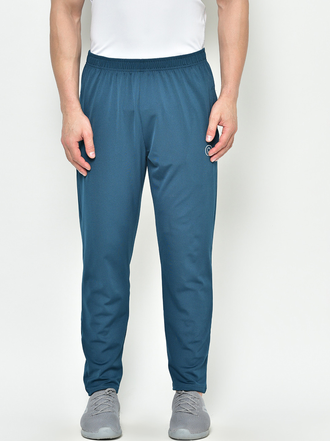 CHKOKKO Men Blue Solid Straight Fit Running Track Pants