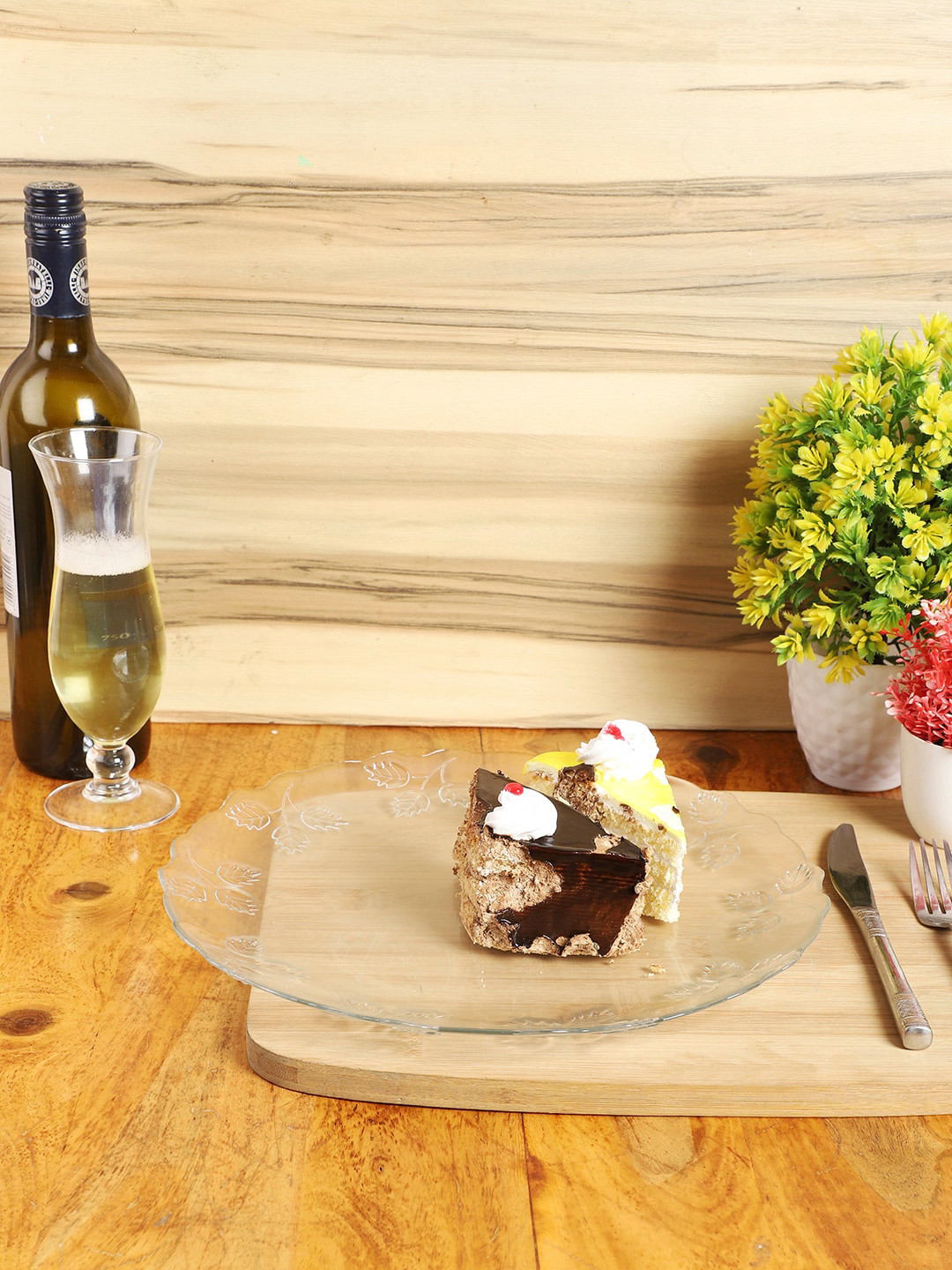 INCRIZMA Transparent Tempered Pastoral Glass Serving Plate