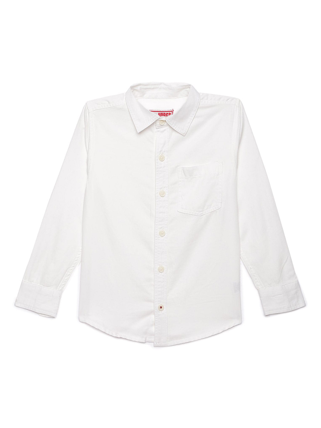 UNDER FOURTEEN ONLY Boys Off-White Regular Fit Solid Casual Shirt