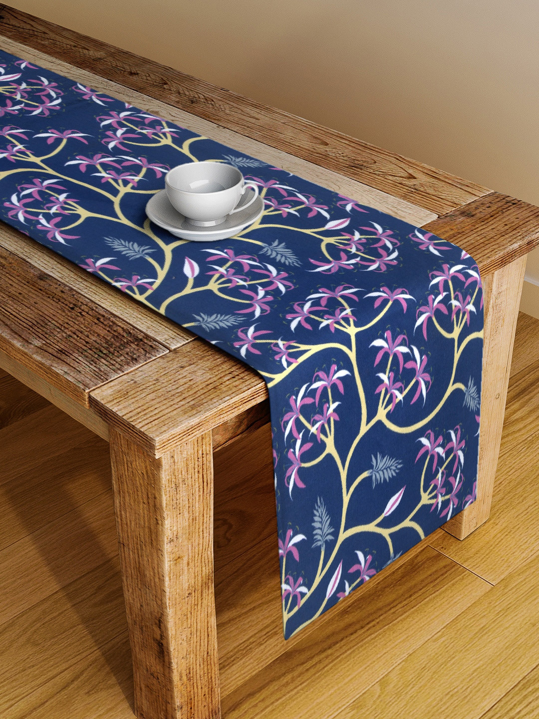 Alina decor Blue & Purple Floral Digital Printed Table Runner
