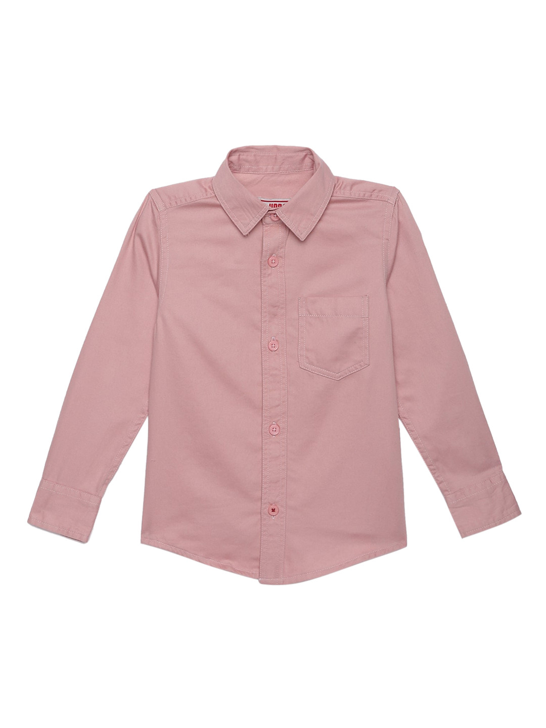 UNDER FOURTEEN ONLY Boys Pink Regular Fit Solid Casual Shirt