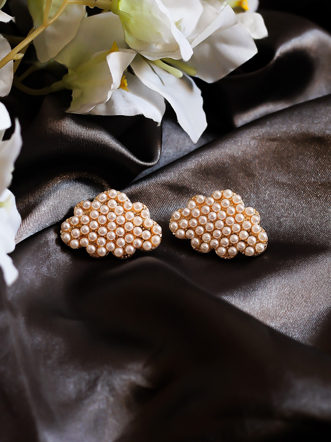 Bellofox Gold-Plated & White Contemporary Studs