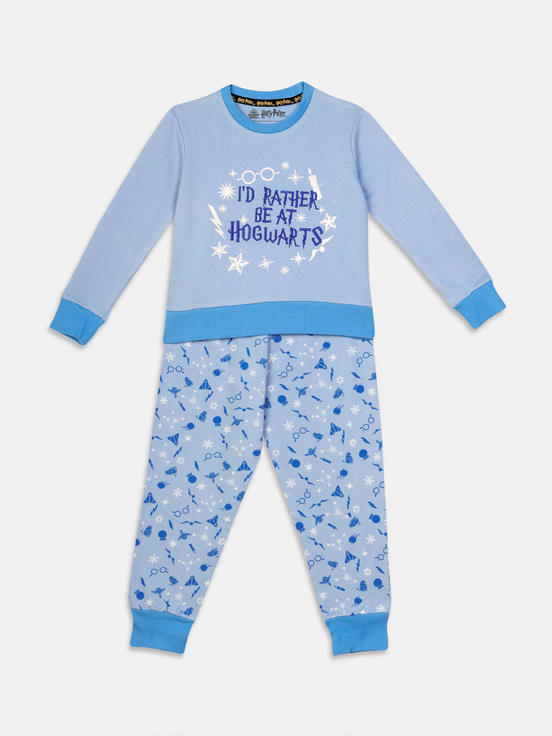 Nap Chief Unisex Kids Blue & White Harry Potter Printed Night suit