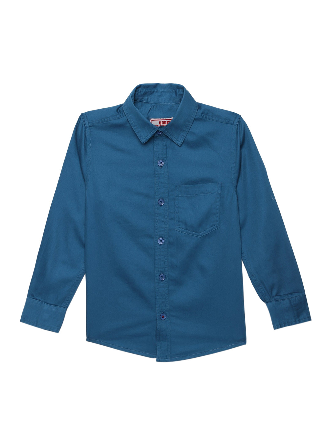 UNDER FOURTEEN ONLY Boys Navy Blue Regular Fit Solid Casual Shirt