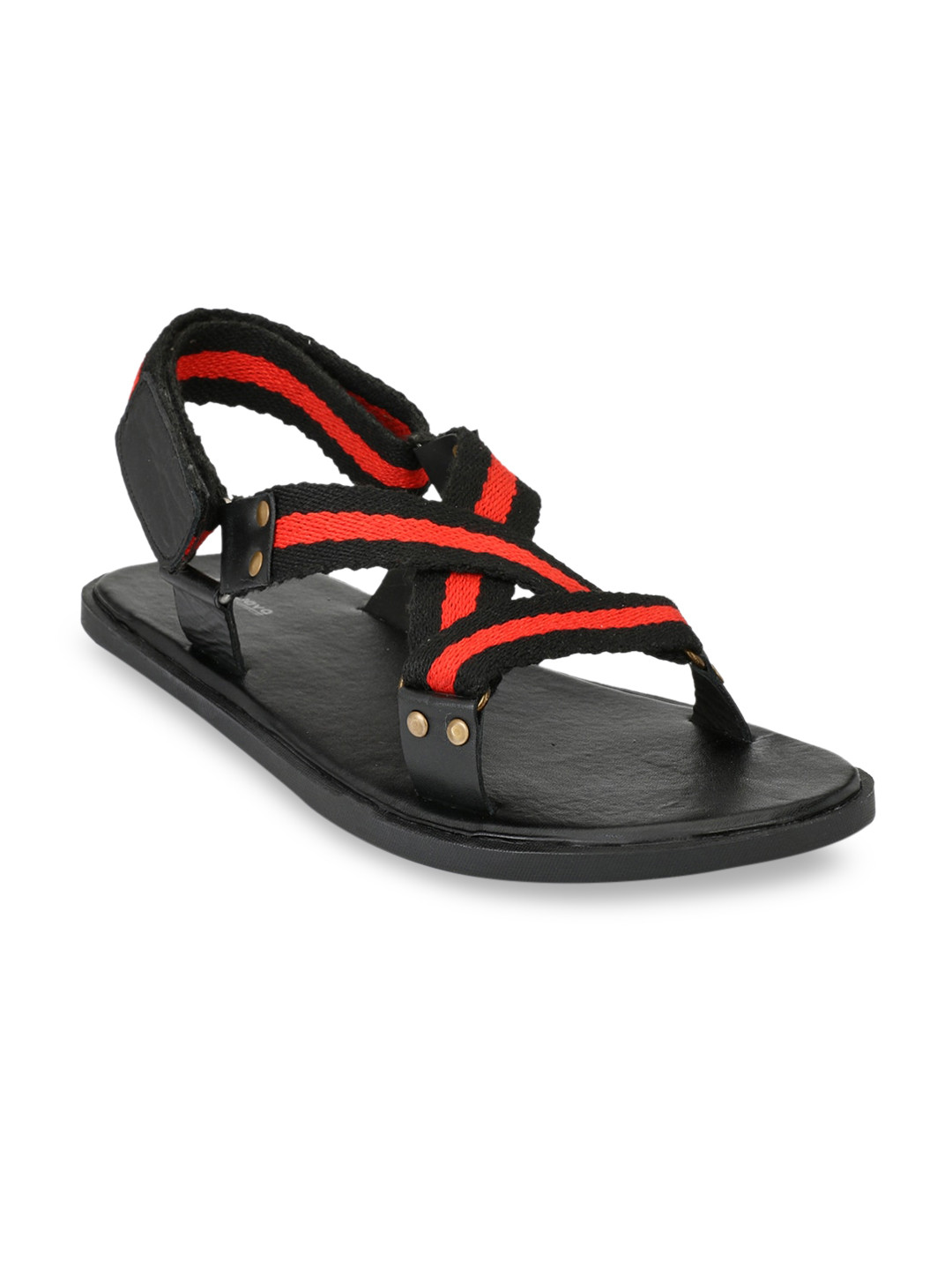 Guava Men Black & Red Comfort Sandals