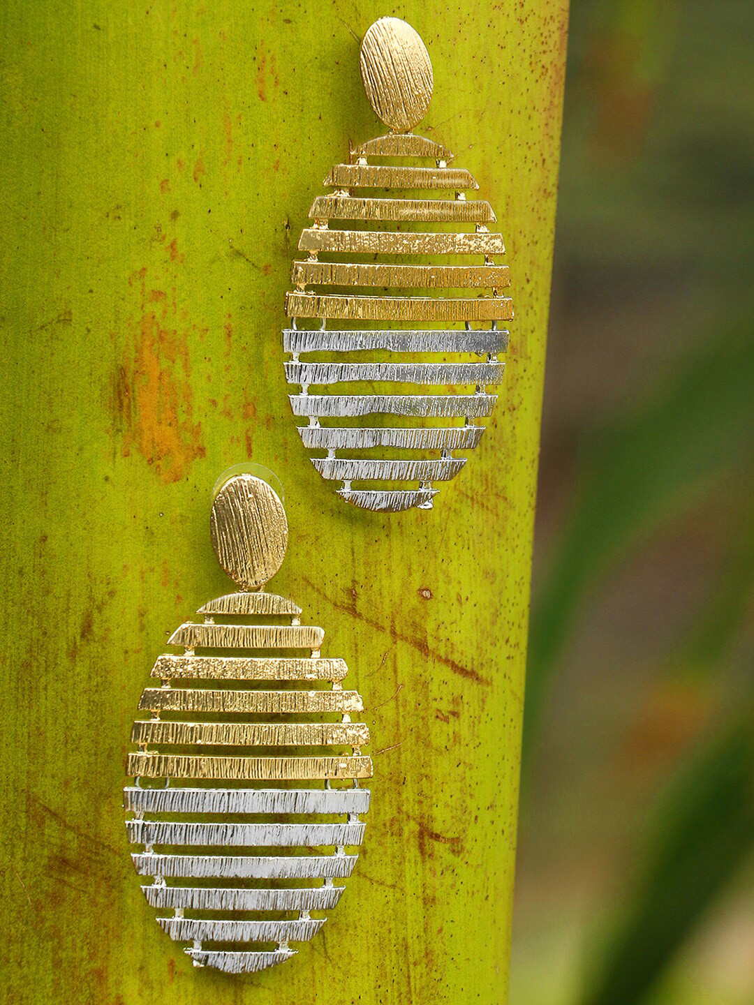 Adwitiya Collection 24 Ct Gold-Plated Contemporary Drop Earrings