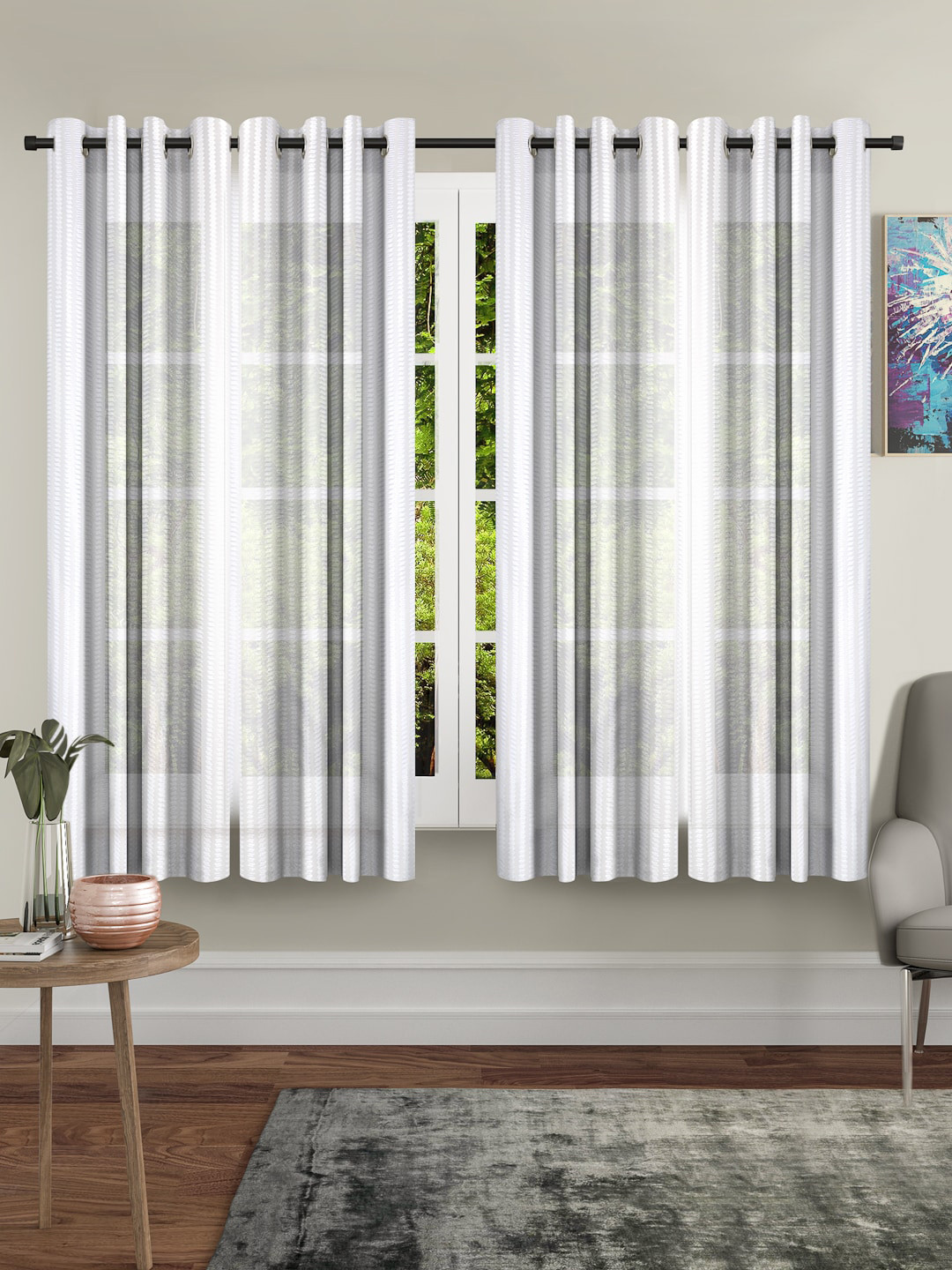 Cortina White Set of 4 Window Curtains