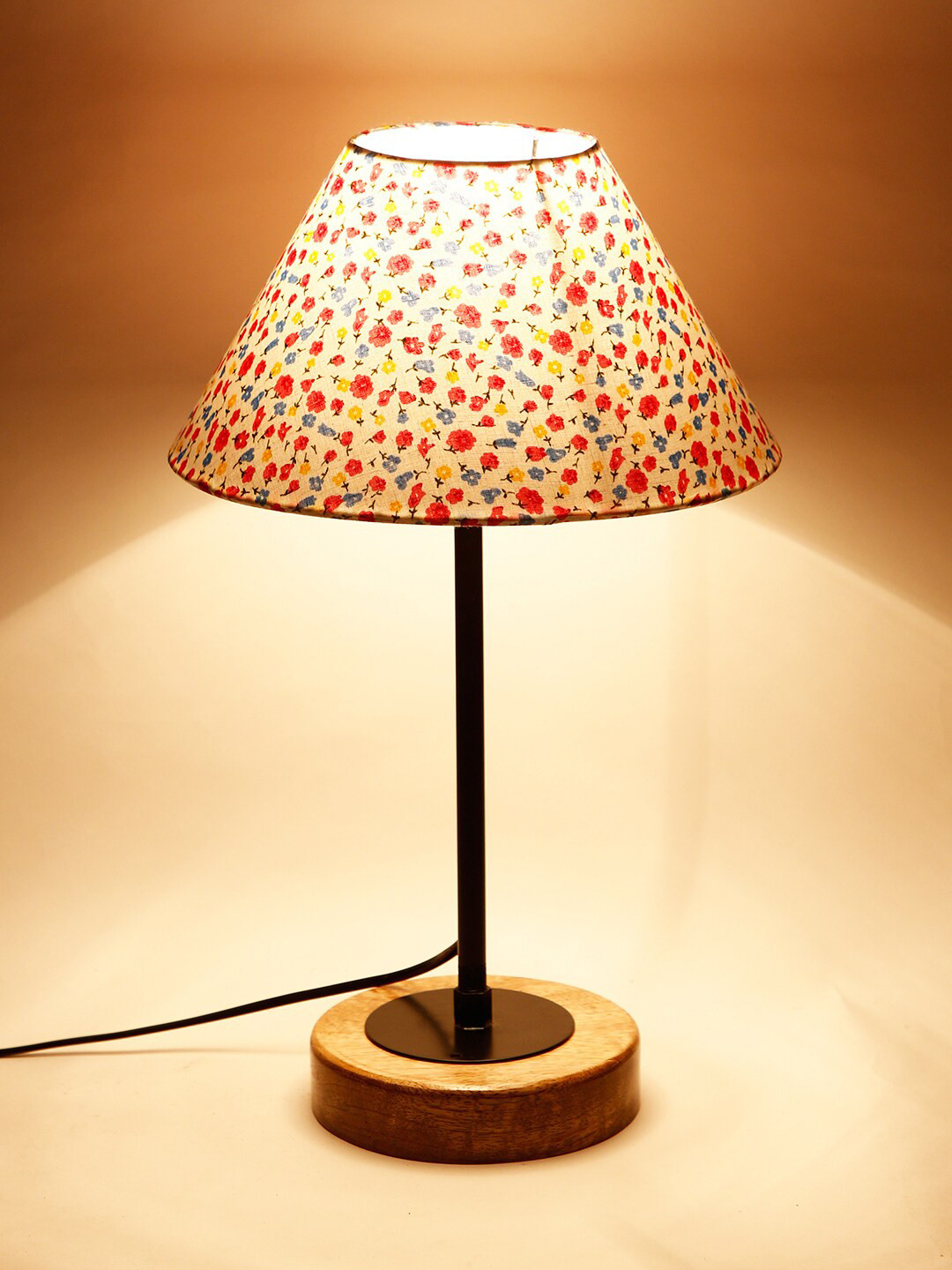 Devansh Pink & Yellow Solid Traditional Frustum Table Lamp