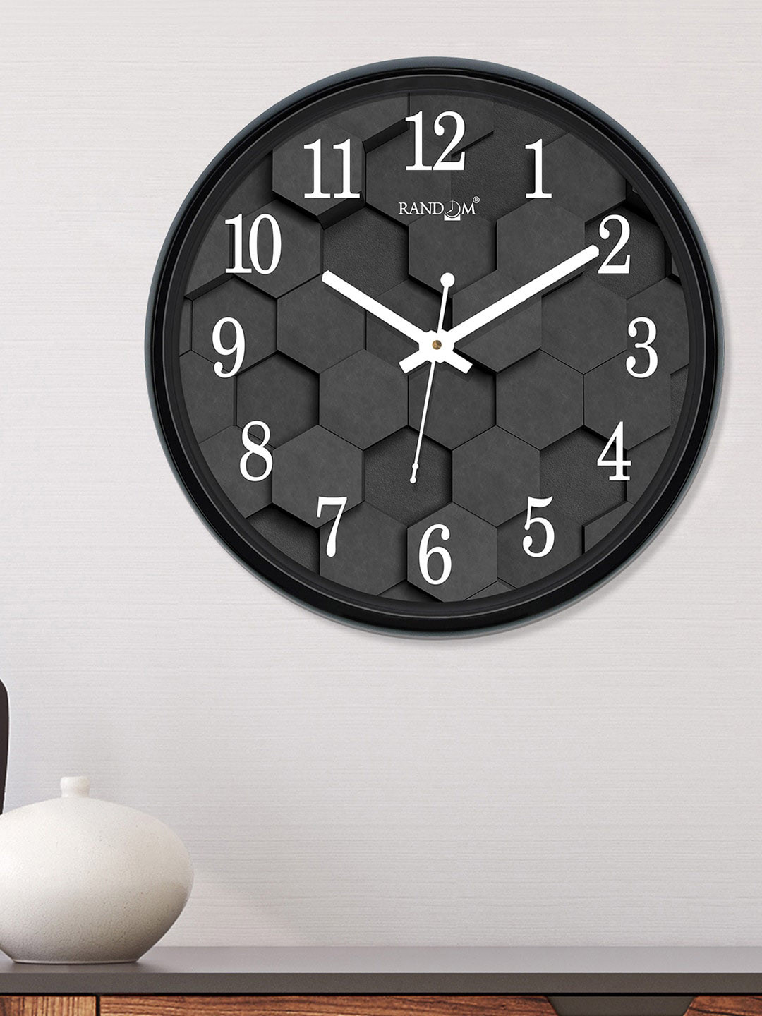 RANDOM Charcoal Round Printed 30 cm Analogue Wall Clock