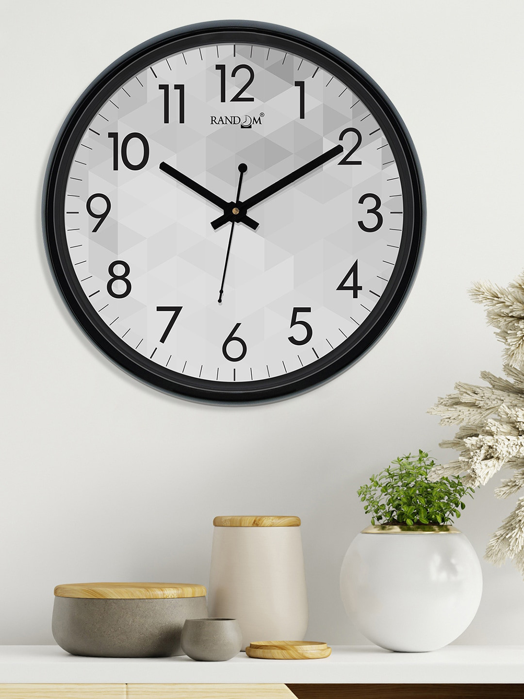 RANDOM Grey Round Printed Analogue Wall Clock