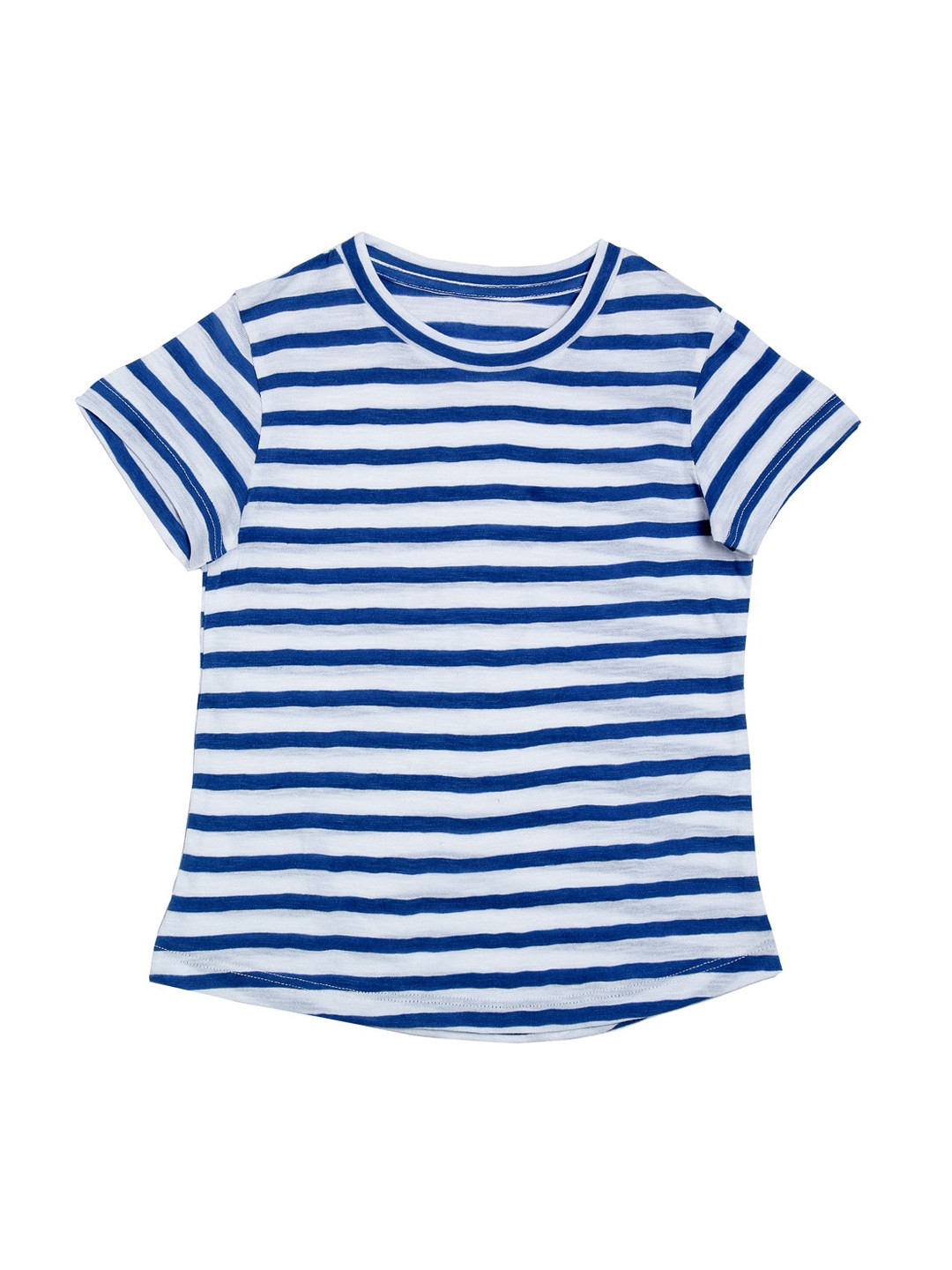 DOOR74 Unisex Kids Blue Striped Round Neck T-shirt