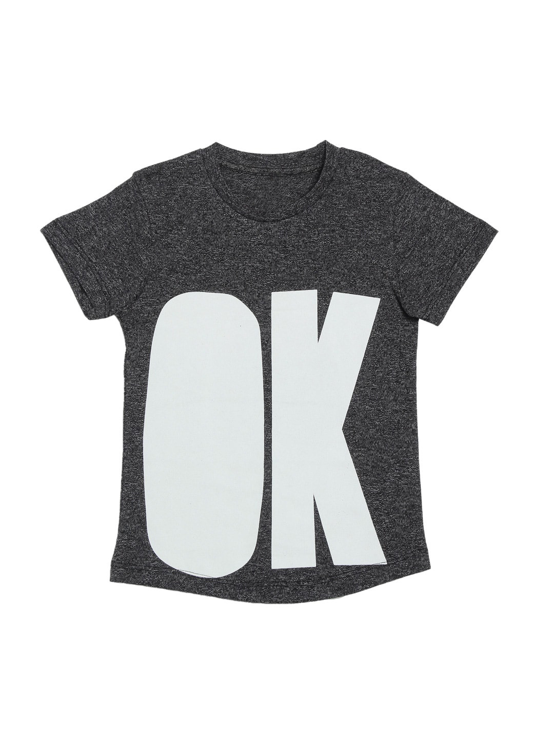DOOR74 Unisex Kids Grey Printed Round Neck T-shirt