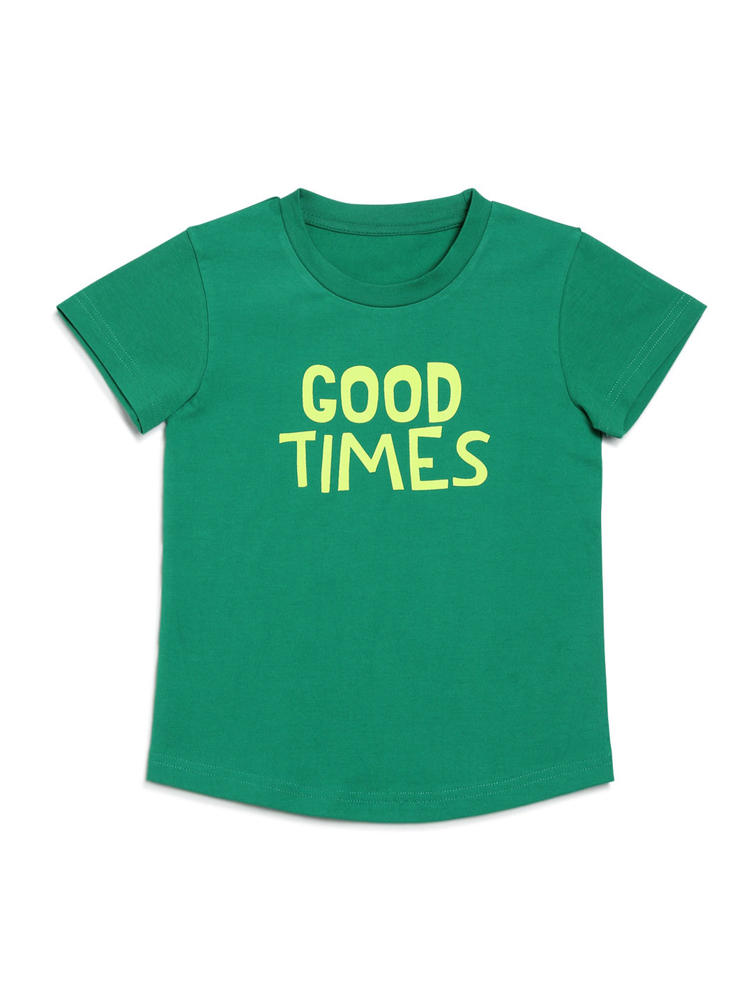 DOOR74 Unisex Kids Green Printed Round Neck T-shirt