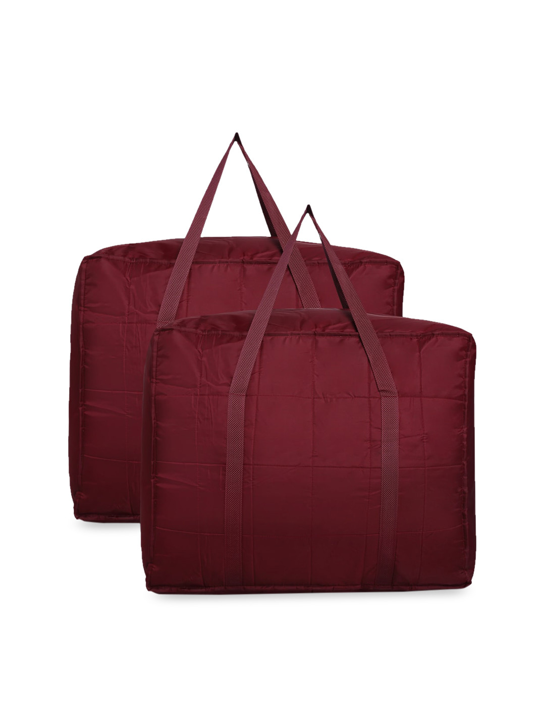 HOSTA HOMES Set Of 2 Maroon Solid Foldable Jumbo Organizers With Handles