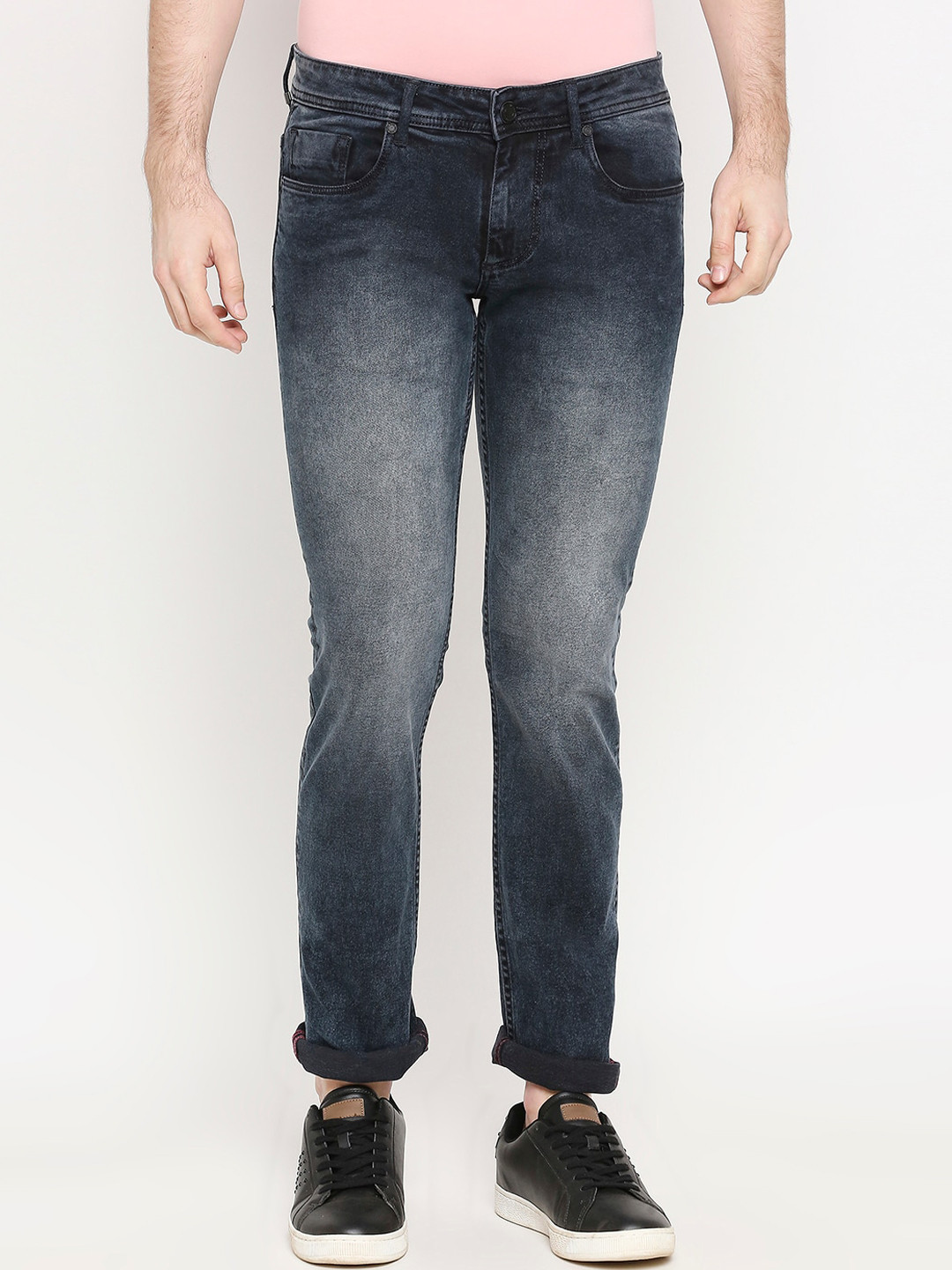 Basics Men Navy Blue Skinny Fit Jeans