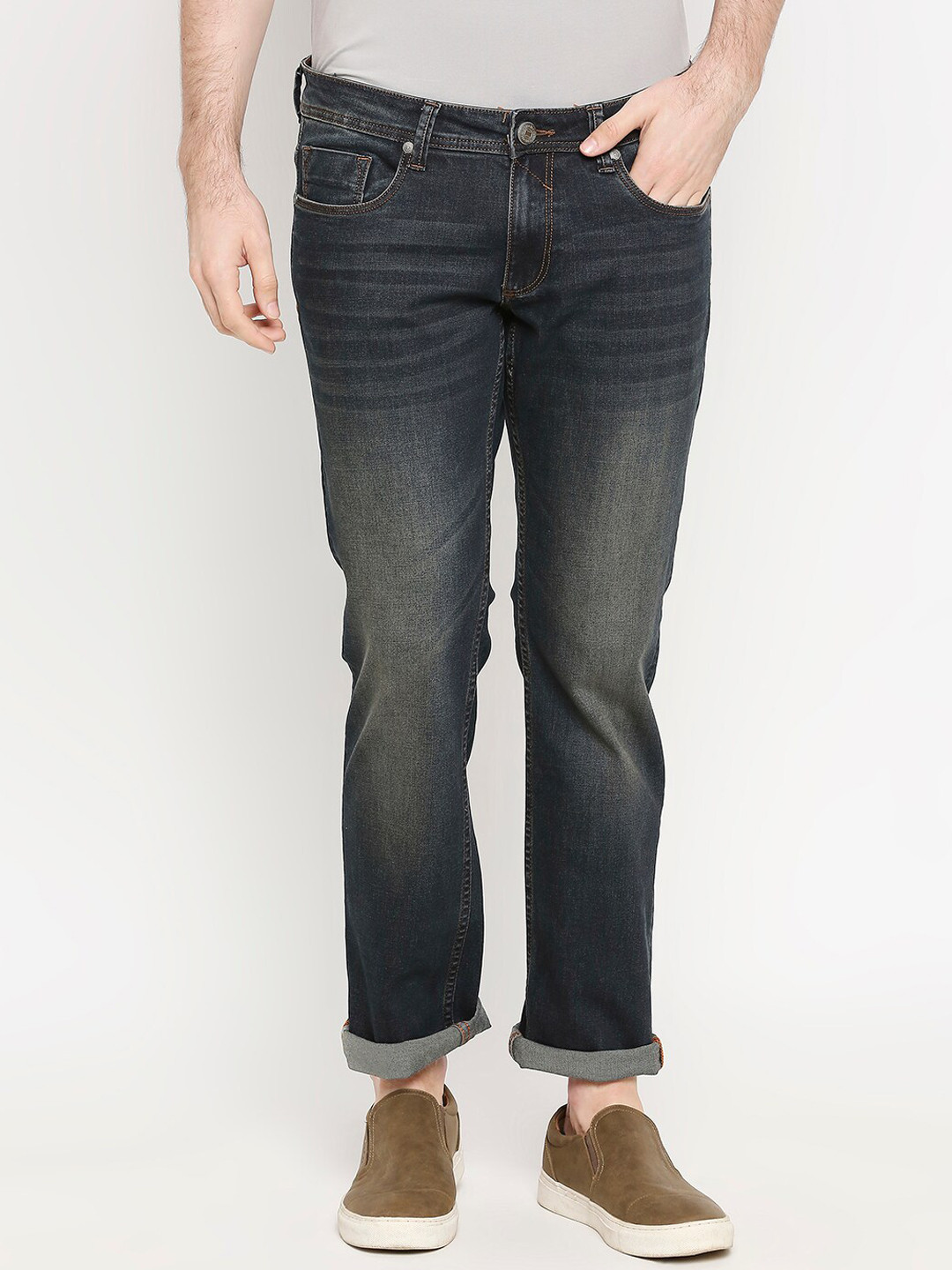 Basics Men Grey Super Skinny Fit Jeans