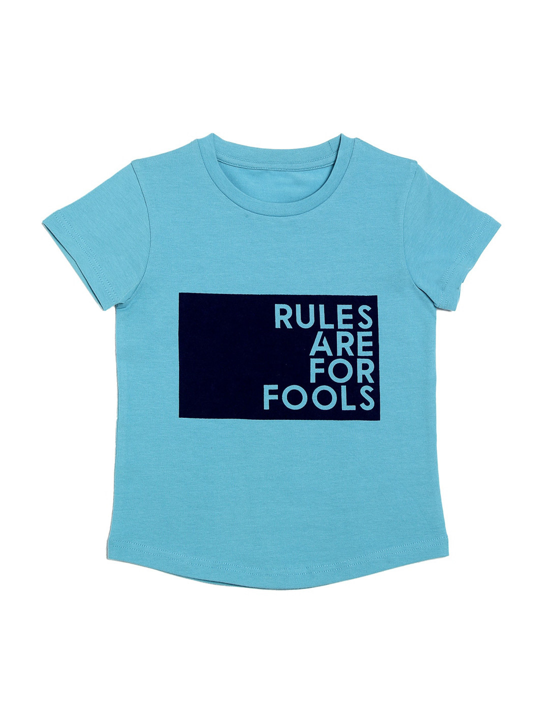 DOOR74 Kids Blue Printed Round Neck T-shirt