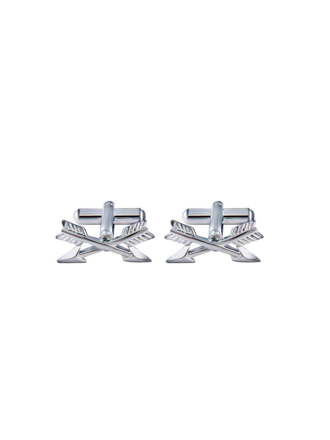 bodha Silver-Toned & Rhodium-Plated Arrow Cufflinks