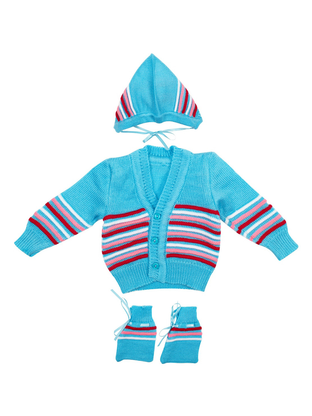 MeeMee Kids Blue Striped Cardigan Sweater Set
