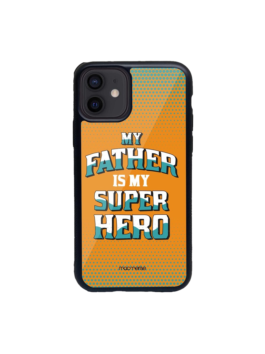 macmerise Orange   White My Father My Superhero Glass iPhone 12 Phone Case