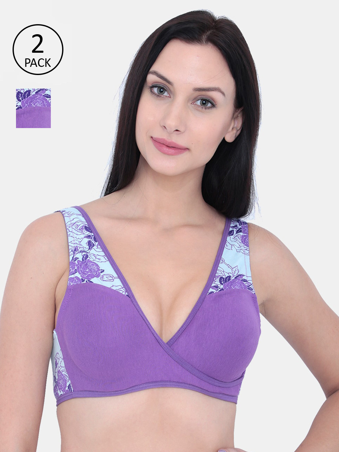 Inner Sense Purple & Turquoise Blue Printed Non-Wired Non Padded Maternity Bra IMB007B_7B