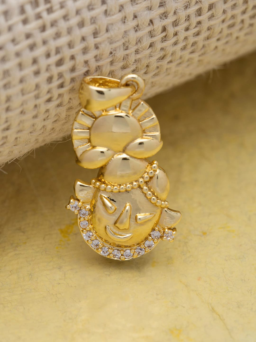 Dare by Voylla Men Gold-Plated White CZ-Studded Spiritual Saga Handcrafted Pendant