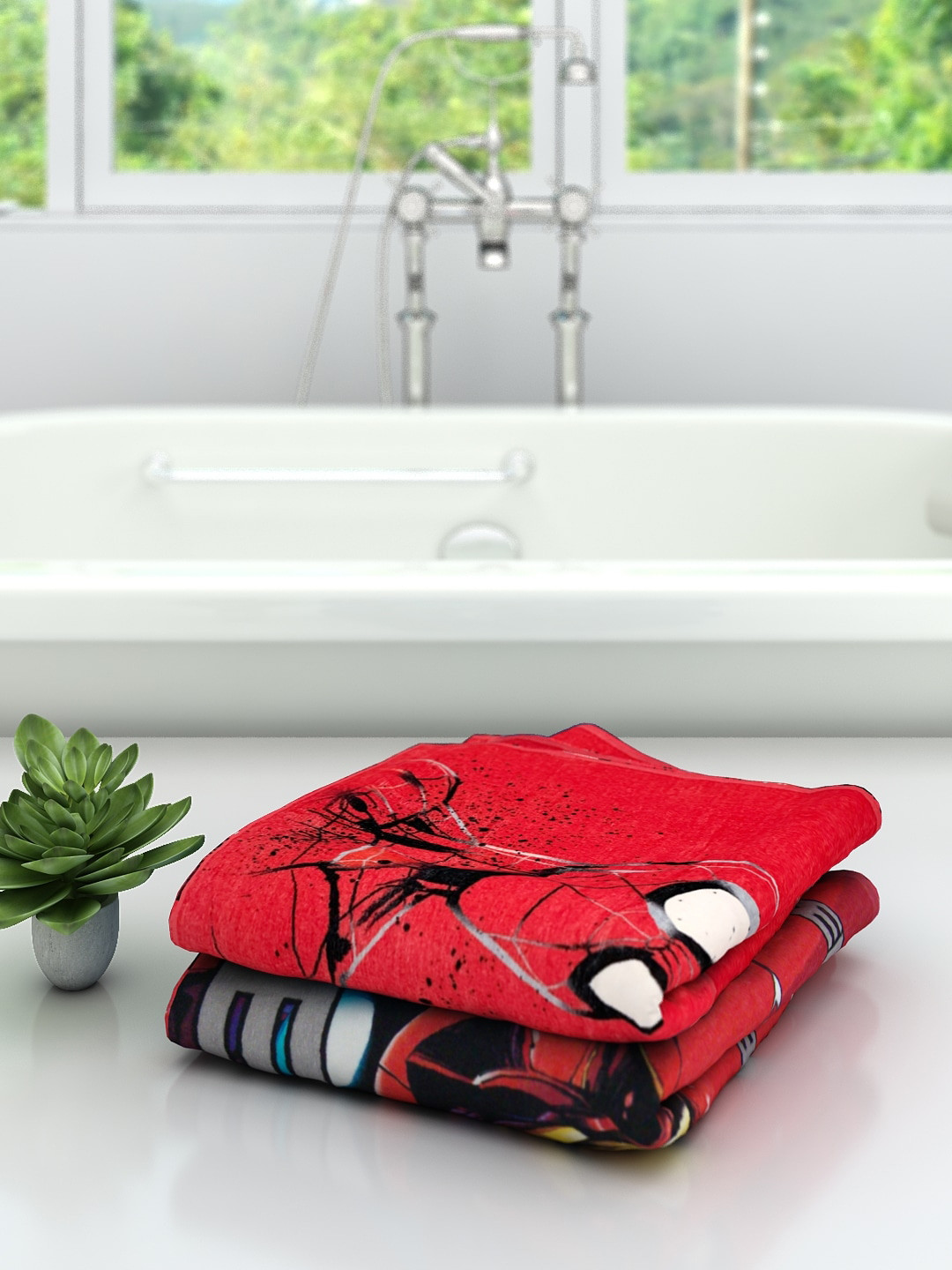 Marvel Pure Cotton 350GSM Super Absorbent 2PCs Kids Regular Bath Towel-24x47In