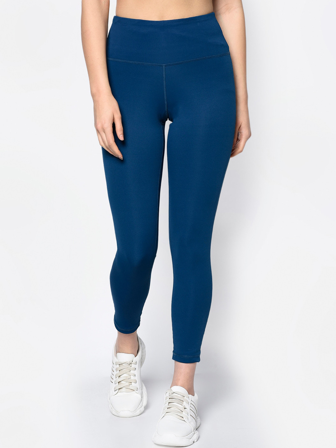 Truerevo Women Teal Blue Solid Poseidon Tights