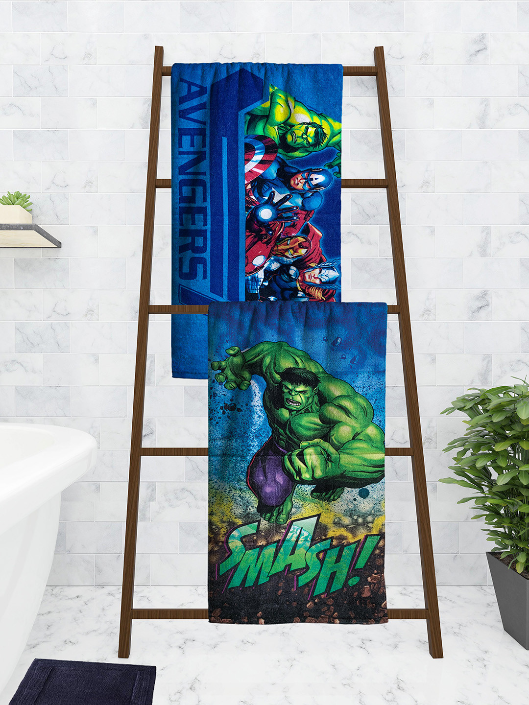 Marvel Athom Trendz Set Of 2 Marvel Printed 350 GSM Cotton Bath Towels