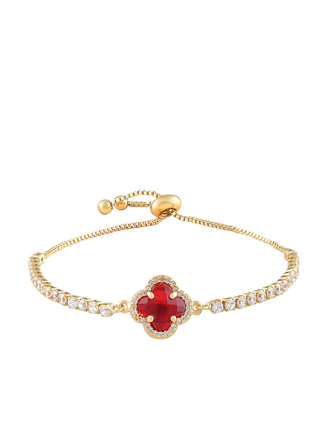 Moon Dust 22K Gold-Plated & Red CZ Wraparound Bracelet