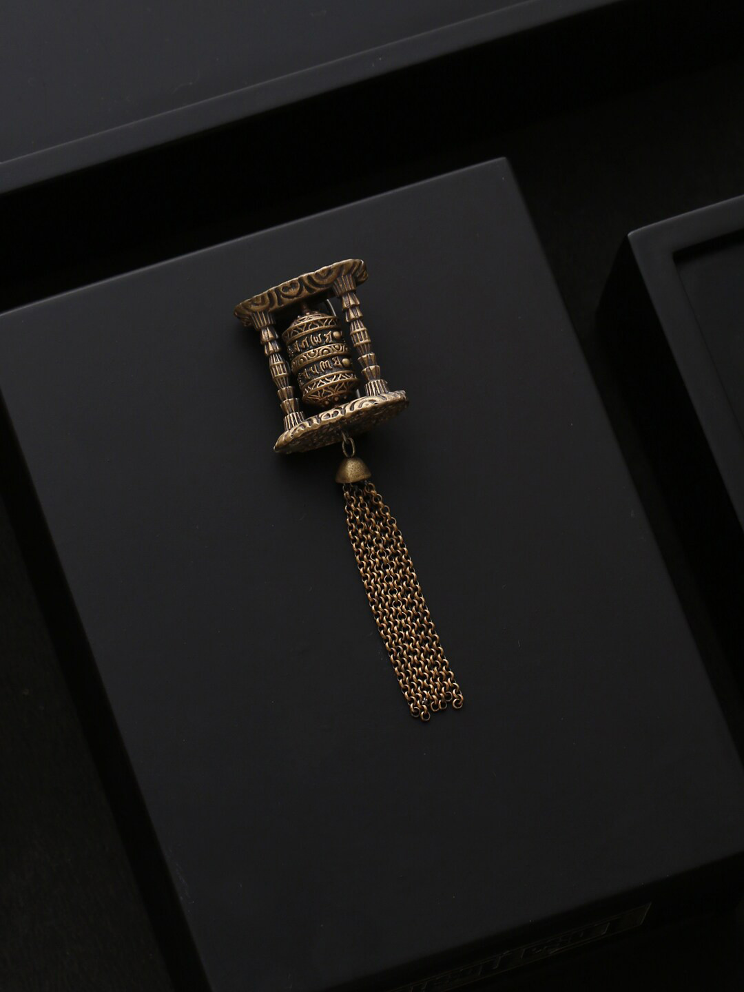 COSA NOSTRAA Men Antique Gold-Toned The Buddhist Prayer Wheel Statement Brooch