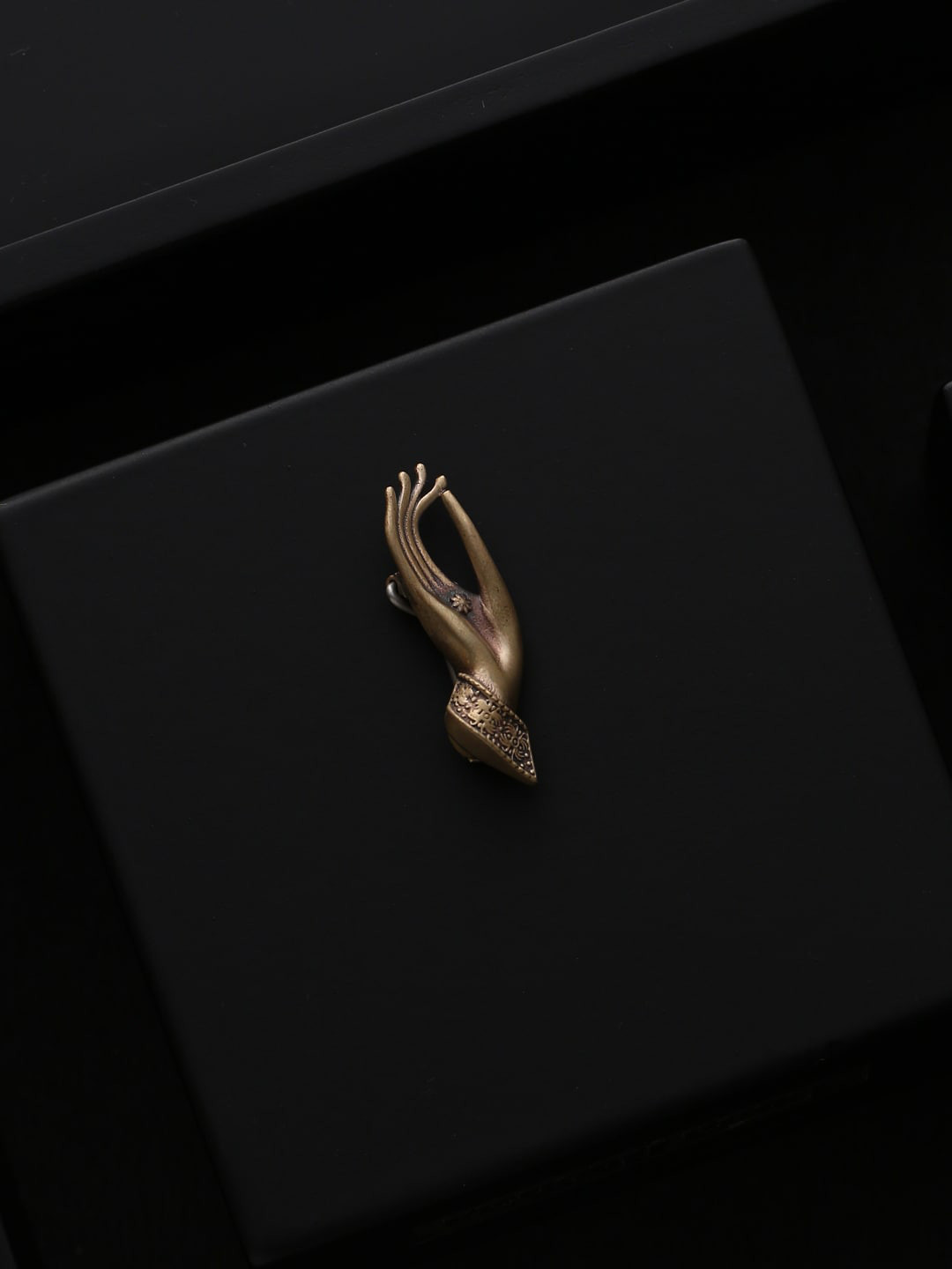 COSA NOSTRAA Men Gold-Toned Vitarka Mudra Statement Brooch