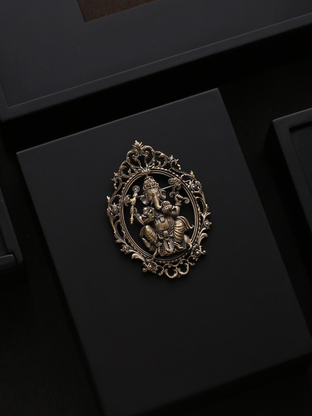 COSA NOSTRAA Men Gold-Toned The Lord Ganesha Statement Brooch