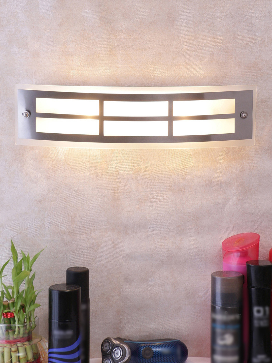 Devansh Off White Metal & Glass Bathroom Light for Wash Basin/Mirror