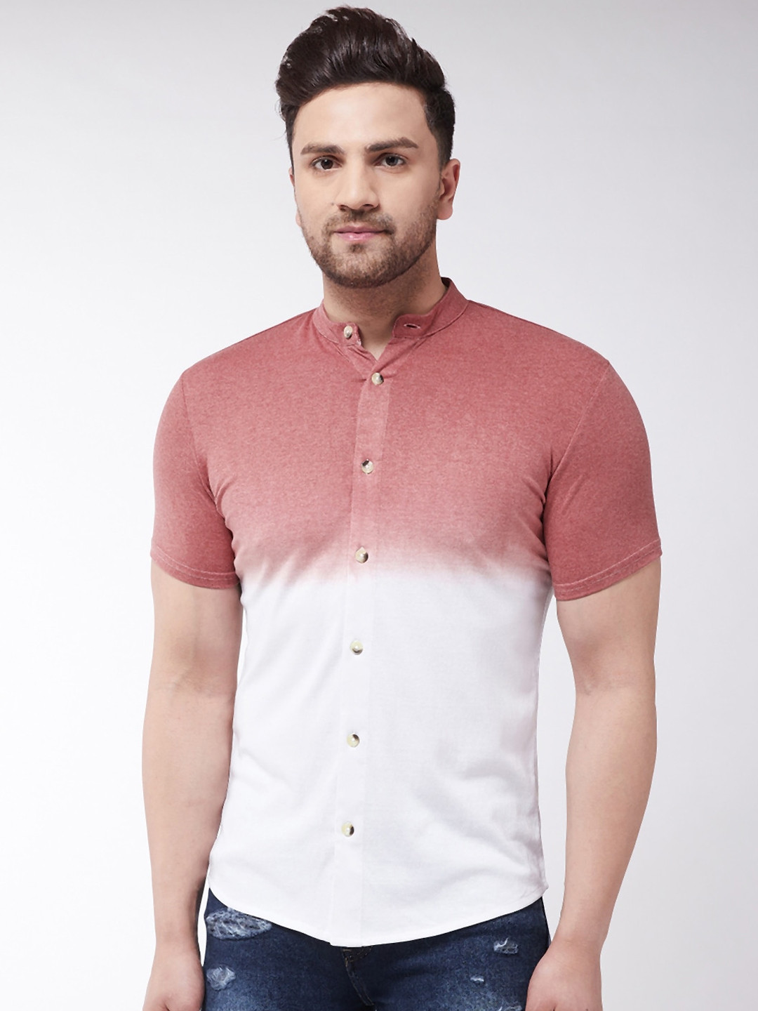GRITSTONES Men Pink Regular Fit Faded Casual Shirt