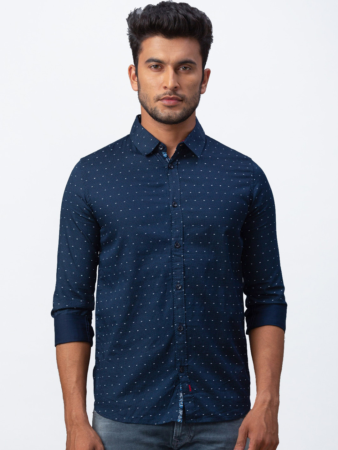 SPYKAR Men Blue Slim Fit Printed Casual Shirt