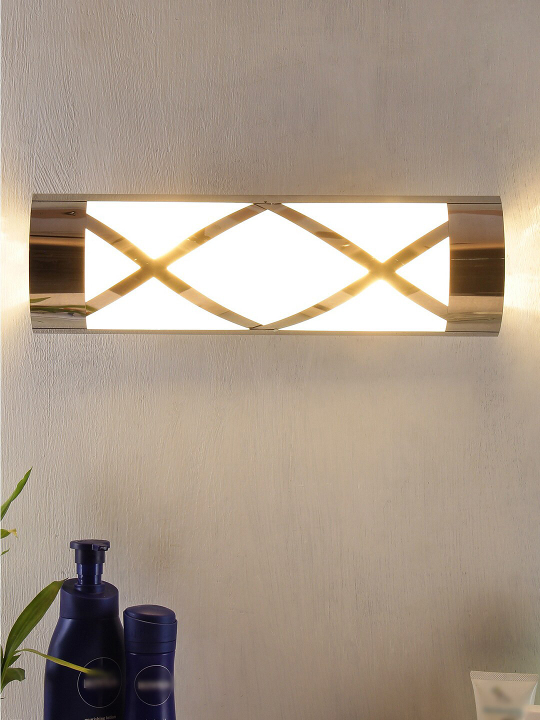 Devansh White Solid Cross-Shaped Frosted Glass Bathroom Light