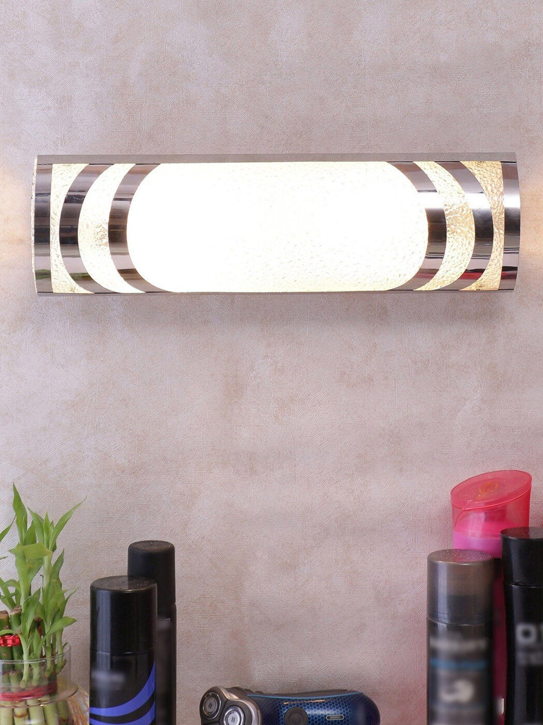 Devansh Off-White Metal & Glass Bathroom Light for Wash Basin & Mirror