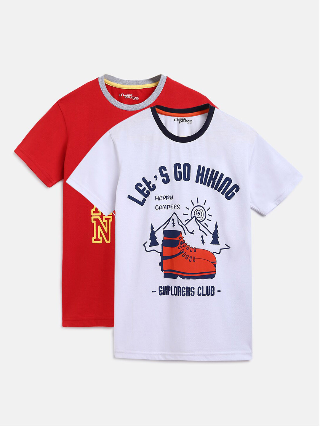 Lil Tomatoes Boys Red Printed Round Neck T-shirt