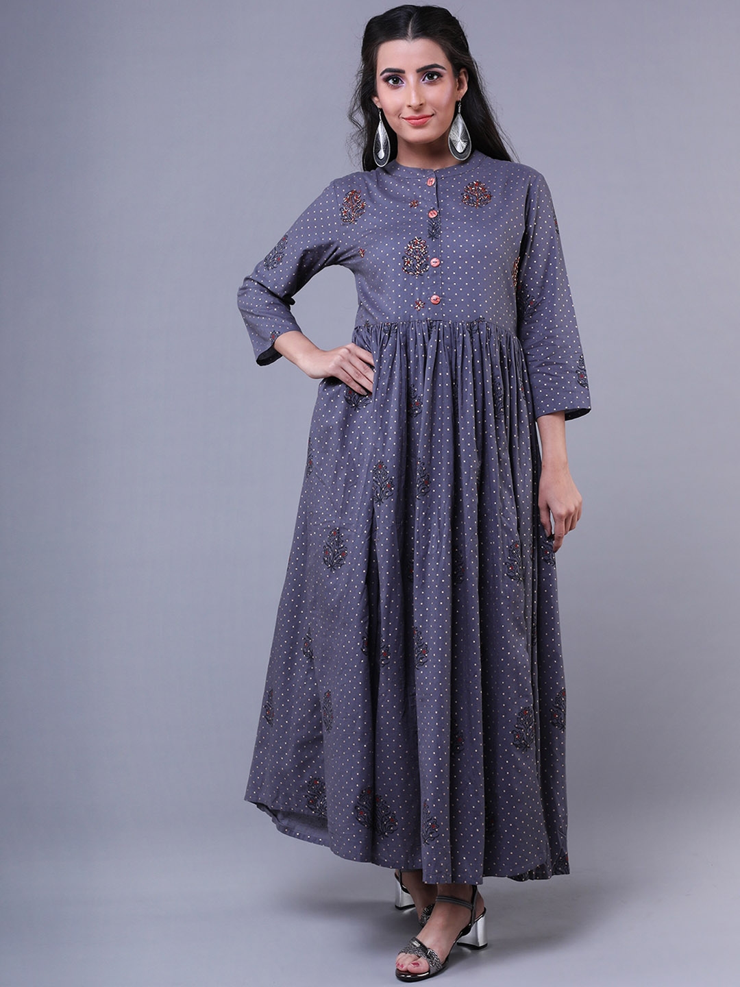 Buy KLM Fashion Mall Women Grey Printed Maxi Dress Dresses for Women 13810302 Myntra