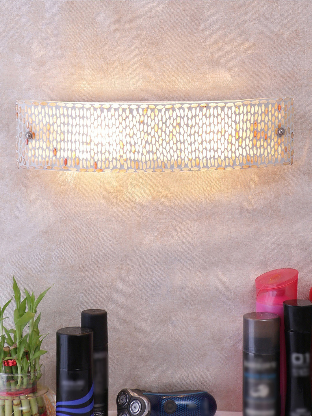 Devansh White & Grey Mosaic Glass Bathroom Light for Wash Basin & Mirror