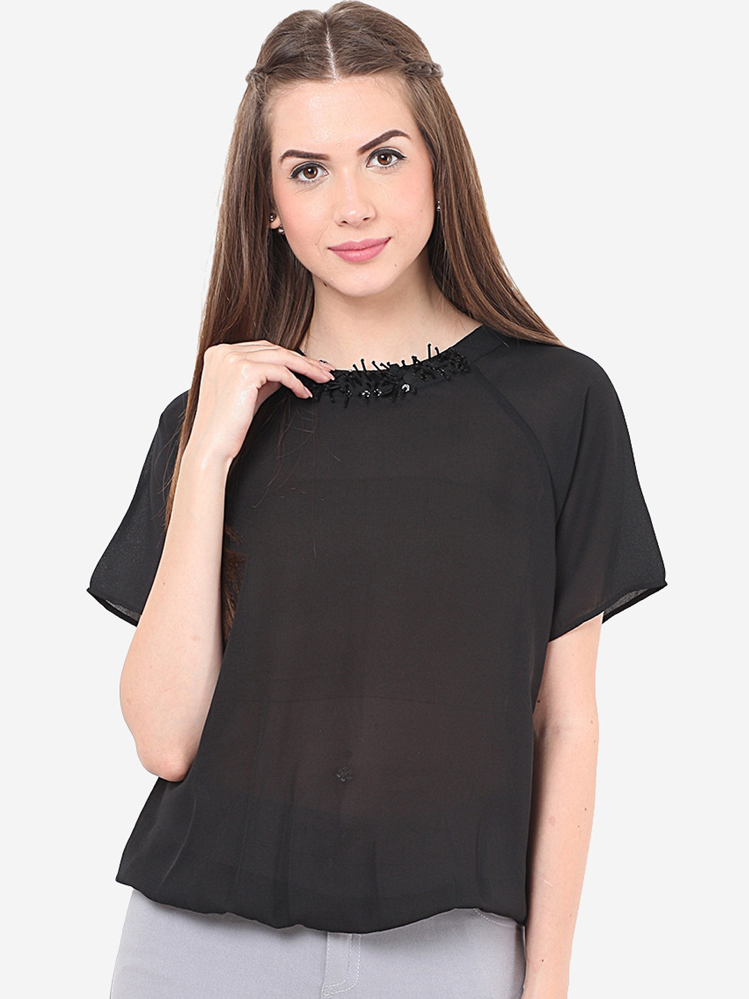 Porsorte Black Styled Back Top