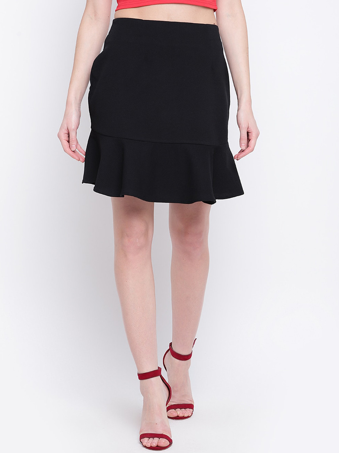 Mayra Women Black Solid Trumpet Skirt