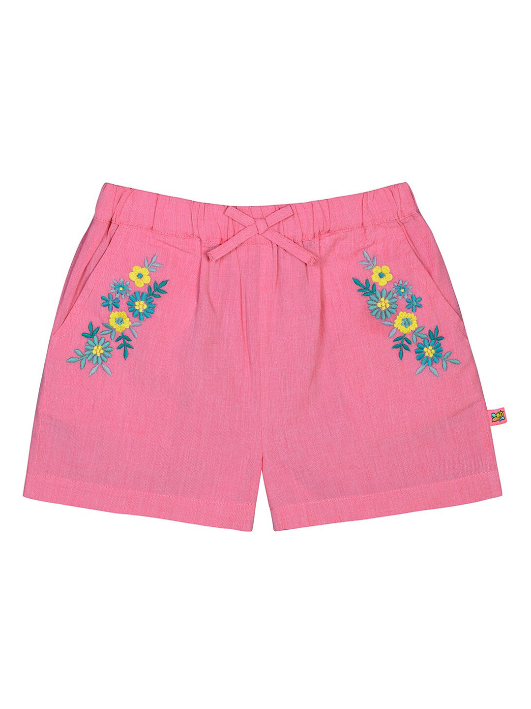 Budding Bees Girls Pink Solid Regular Fit Regular Shorts