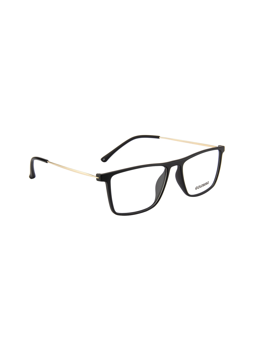 Gold Berg Unisex Black & Gold-Toned Solid Full Rim Wayfarer Frames Eyeglasses
