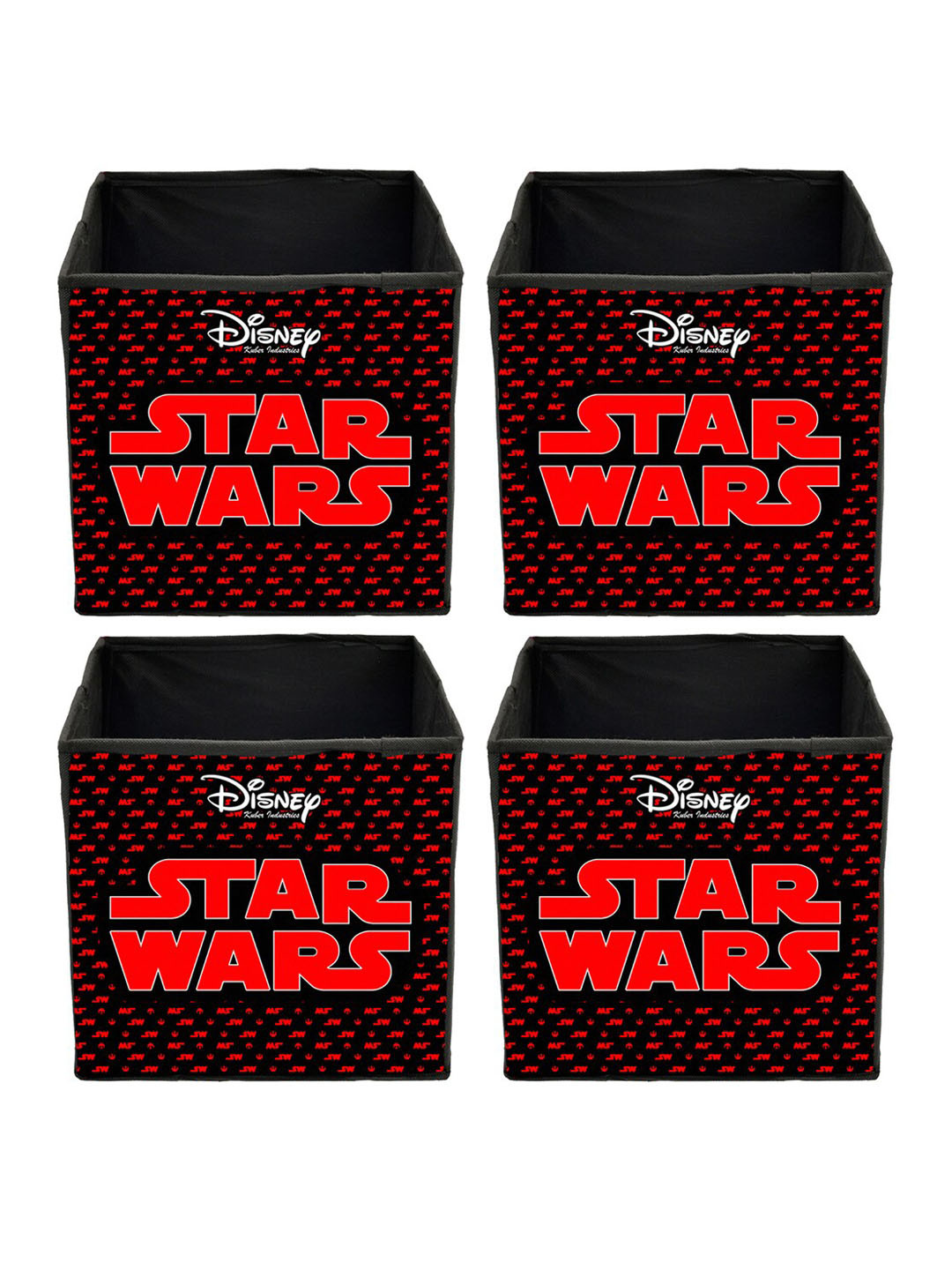 Kuber Industries Set Of 4 Black & Orange Star Wars Printed Foldable Storage Cubes