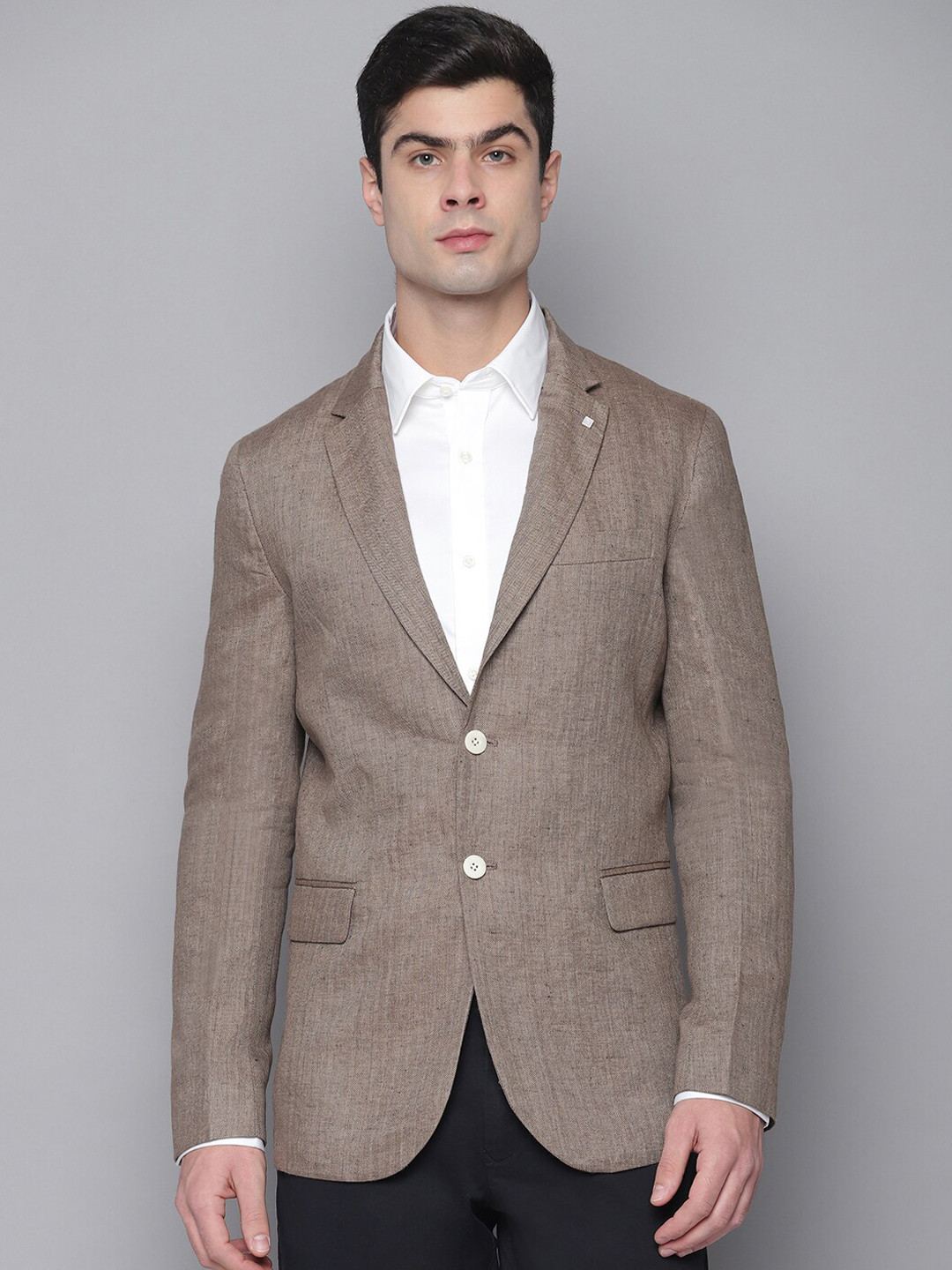 GANT Men Brown Solid Single-Breasted Blazer